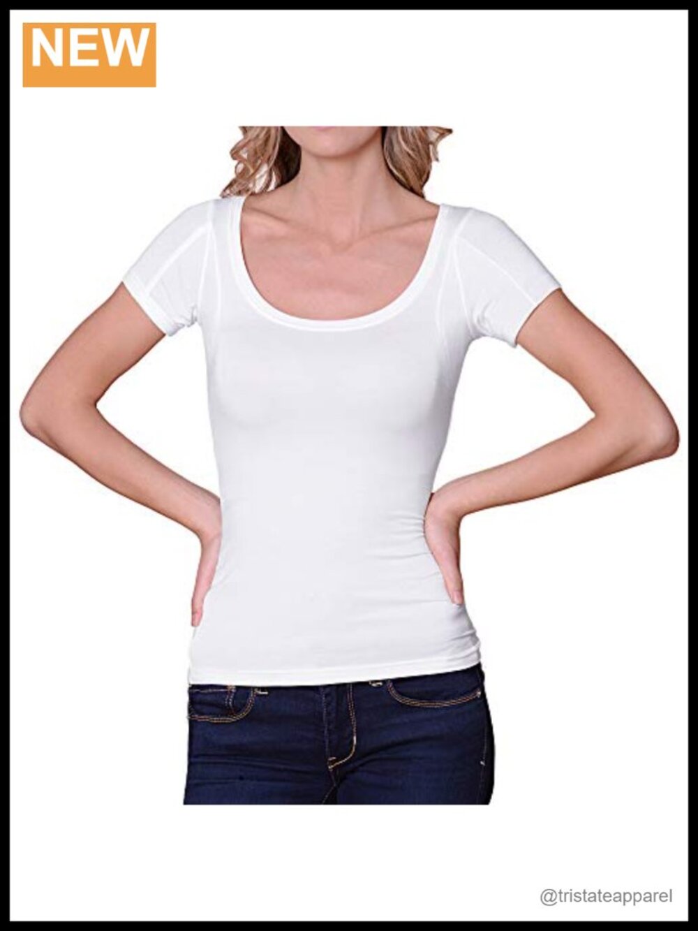 Sweatproof Undershirt for Women Scoop Neck Armpit Sweat Pads Micromodal